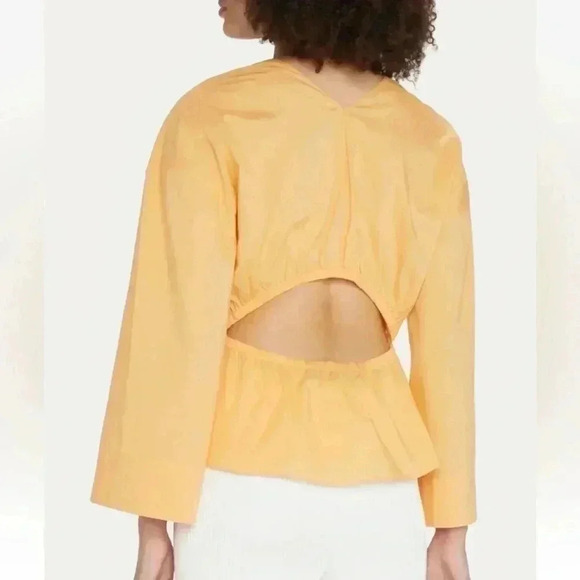 Vince cutout shirred blouse in tangelo sz XS - Picture 8 of 10